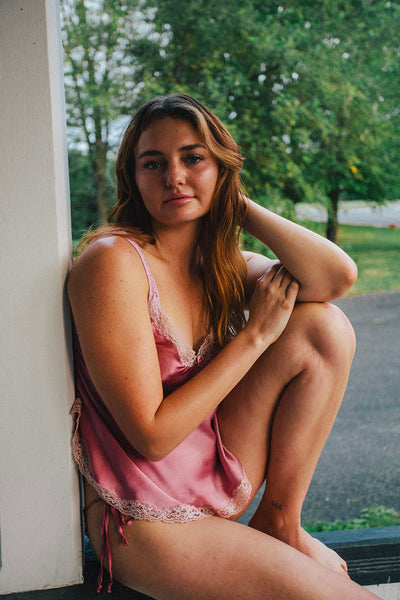 Sonnet Camisole in Organic Dyed Rose Silk Charmeuse