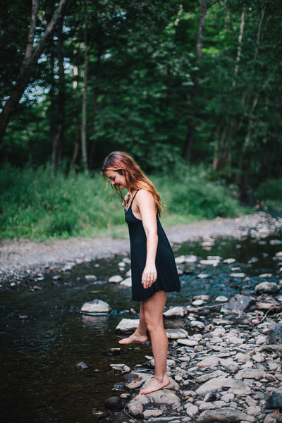 Moonshadow Slip Dress in Black Tencel Modal Jersey