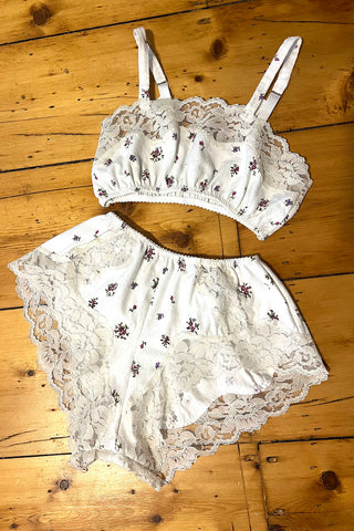 Finisterre Bralette Top in Vintage Floral Flannel and Lace