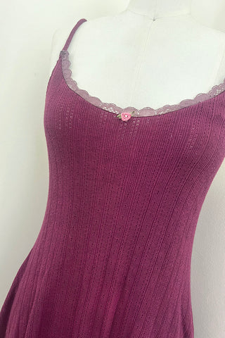 LOW STOCK Moonshadow Slip Dress in Hand Dyed Raspberry Pointelle Knit