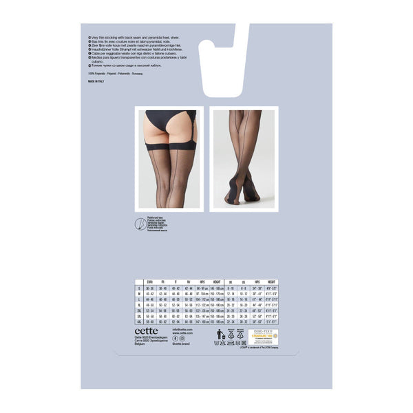 Cette Cuban Heel Seamed Thigh High Stockings in Black