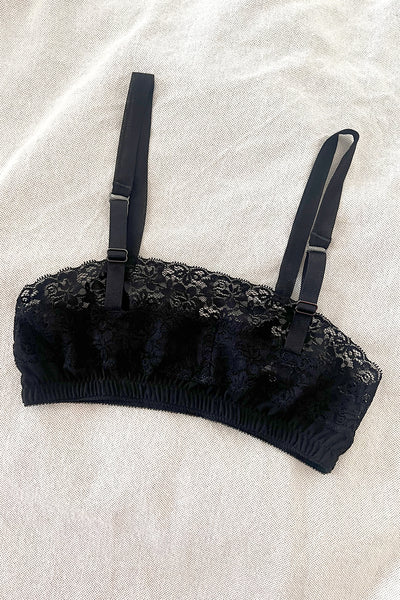 Finisterre Bralette Top in Black Silk Chiffon