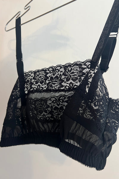 Finisterre Bralette Top in Black Silk Chiffon