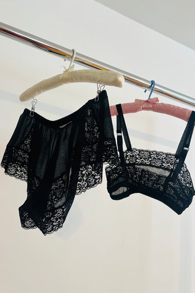 Finisterre Bralette Top in Black Silk Chiffon