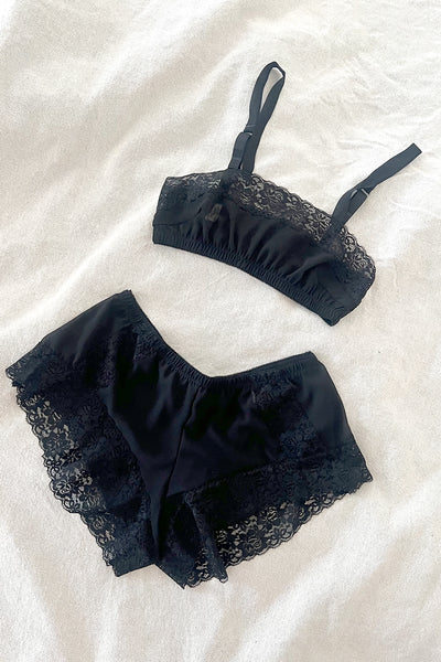 Finisterre Tap Short in Black Silk Chiffon