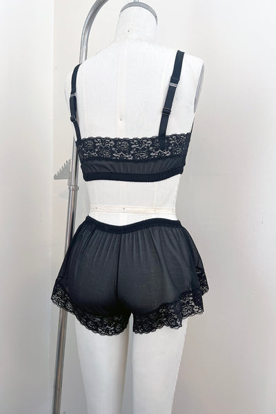 Finisterre Tap Short in Black Silk Chiffon