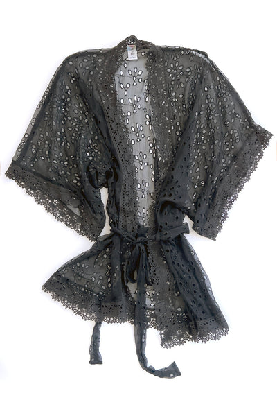 In Heroes We Trust x Clare Bare Emroidered Black Lace Robe
