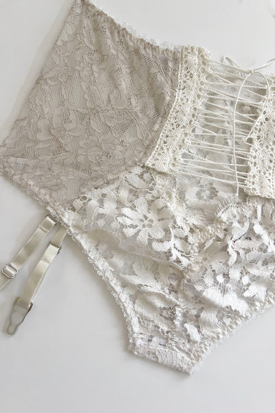 In Heroes We Trust x Clare Bare Cardamine Lace Up Garter Panty