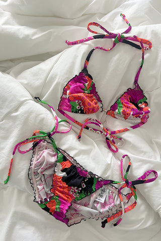 In Heroes We Trust x Clare Bare Oleander Bikini Top in 1970's Vintage Floral Print