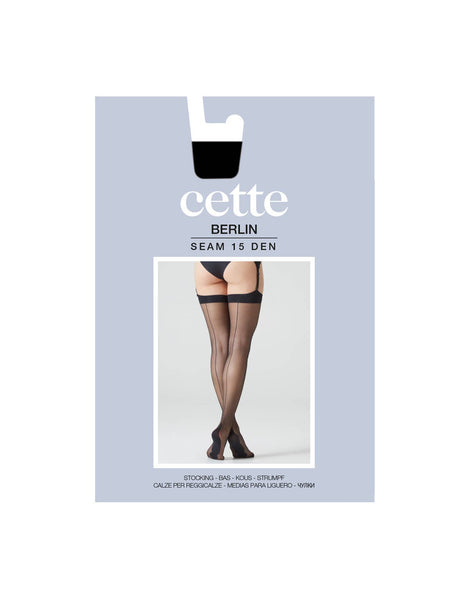 Cette Cuban Heel Seamed Thigh High Stockings in Black
