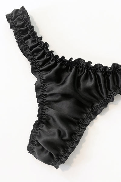 Cardamine Thong in Black Silk Charmeuse