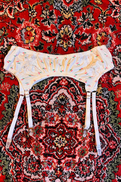 Demeter Garter Belt in Limited Edition White Floral Cotton