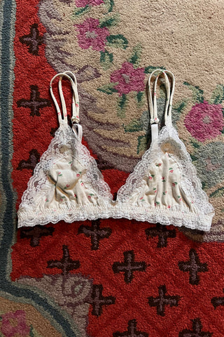 Limited Edition Demeter Triangle Bralette in Vintage White Floral Cotton