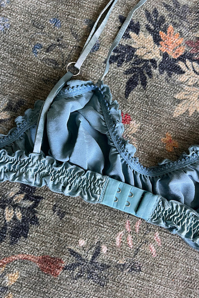 Oleander Bralette in Organic Dyed Seafoam Teal Silk Charmeuse