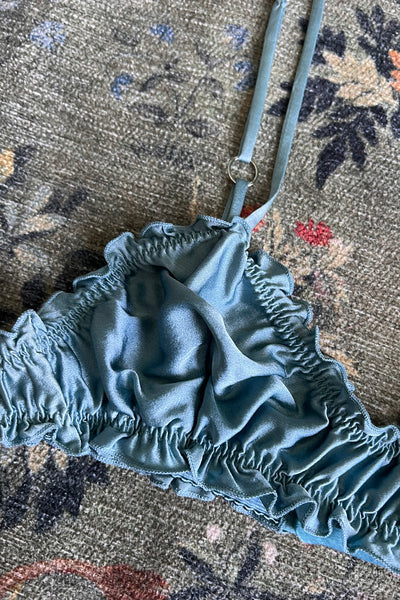 Oleander Bralette in Organic Dyed Seafoam Teal Silk Charmeuse