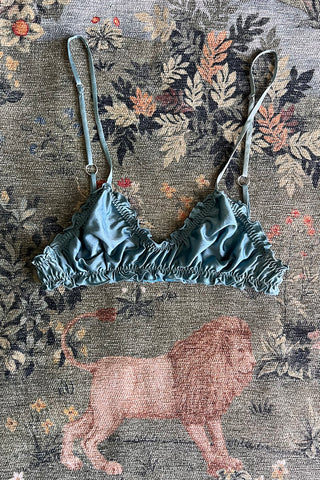 Oleander Bralette in Organic Dyed Seafoam Teal Silk Charmeuse