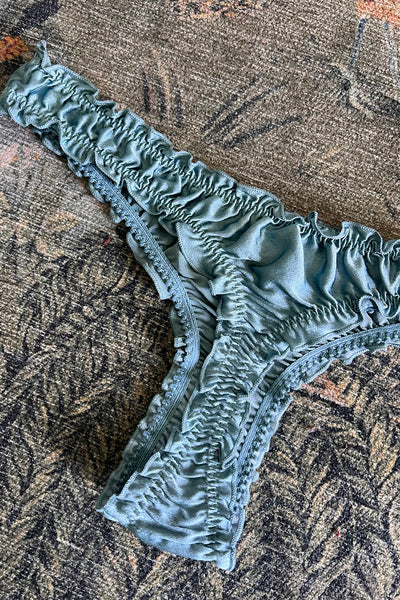 Oleander Thong in Organic Dyed Seafoam Teal Silk Charmeuse