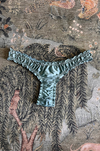 Oleander Thong in Organic Dyed Seafoam Teal Silk Charmeuse