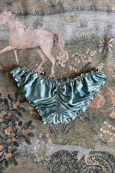 Oleander Bloomer Panty in Organic Dyed Seafoam Teal Silk Charmeuse