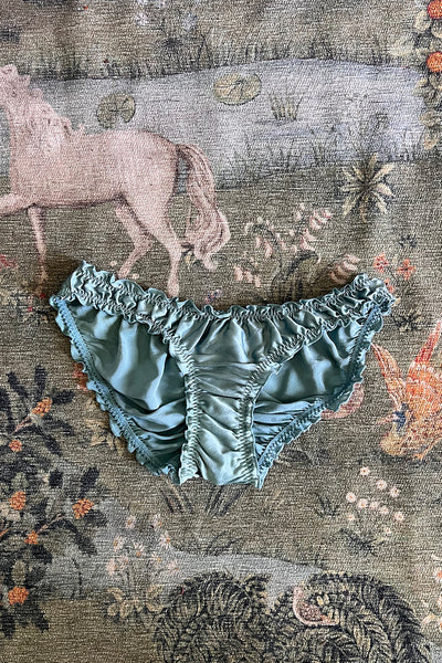 Oleander Bloomer Panty in Organic Dyed Seafoam Teal Silk Charmeuse
