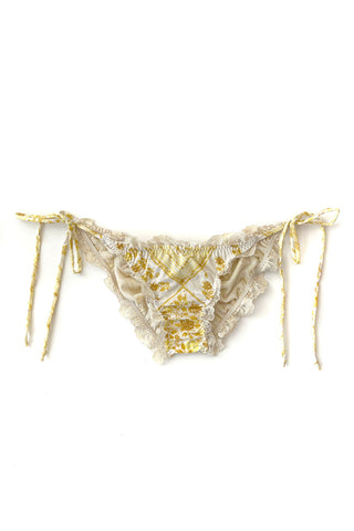 LOW STOCK Arcane String Bikini Bottom in Upcycled Vintage Floral Cotton and Lace