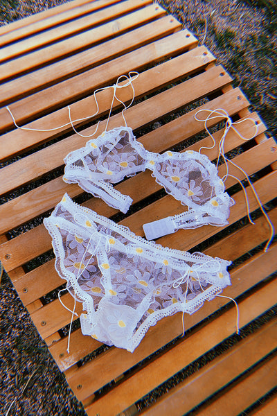 LAST ONE Anaphora Bralette in Sheer Upcycled Vintage Daisy Tulle Mesh