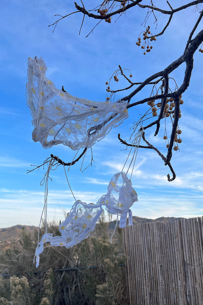 LAST ONE Anaphora Bralette in Sheer Upcycled Vintage Daisy Tulle Mesh