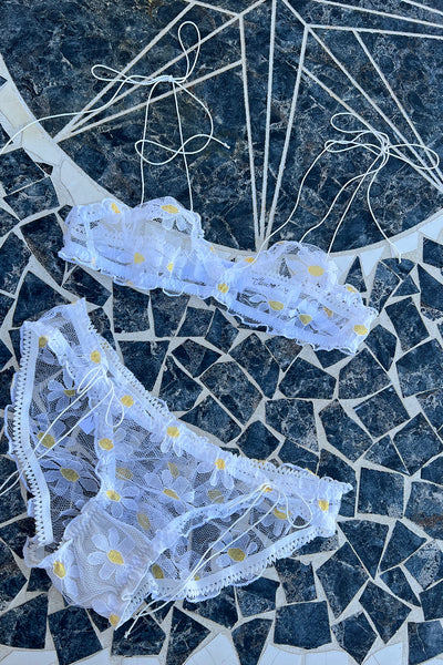 LAST ONE! Anaphora Panty in Sheer Upcycled Vintage Daisy Tulle Mesh
