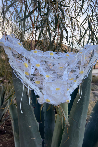 LAST ONE! Anaphora Panty in Sheer Upcycled Vintage Daisy Tulle Mesh