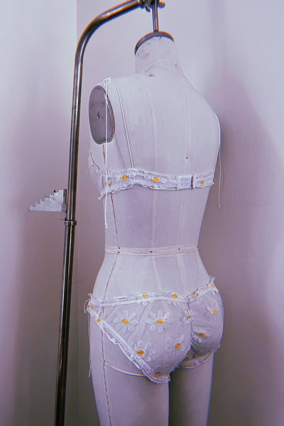 LAST ONE! Anaphora Panty in Sheer Upcycled Vintage Daisy Tulle Mesh