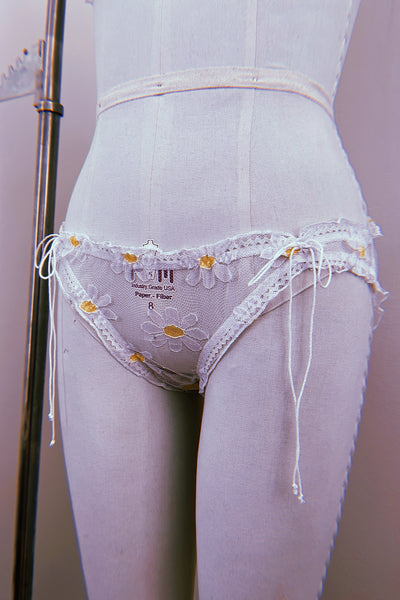LAST ONE! Anaphora Panty in Sheer Upcycled Vintage Daisy Tulle Mesh