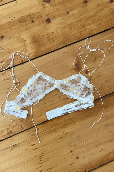 LAST ONE Anaphora Bralette in Sheer Upcycled Vintage Daisy Tulle Mesh