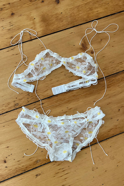 LAST ONE! Anaphora Panty in Sheer Upcycled Vintage Daisy Tulle Mesh