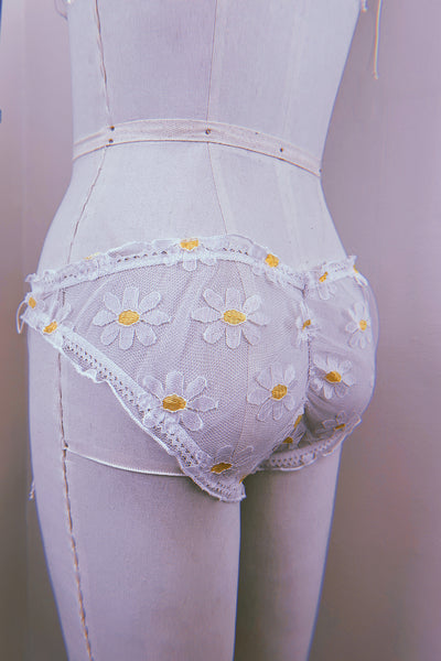 LAST ONE! Anaphora Panty in Sheer Upcycled Vintage Daisy Tulle Mesh
