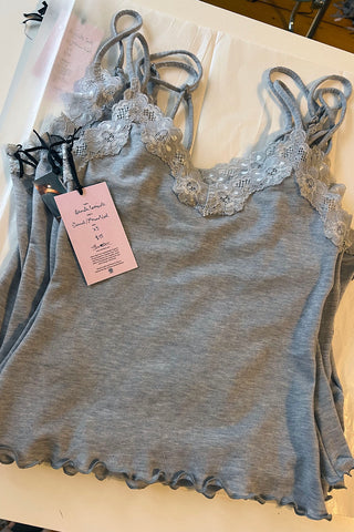 LOW STOCK Demeter Mesh Camisole in Heather Grey Tencel Merino Wool