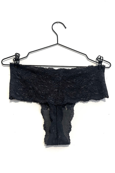 Echo High Rise Lace Thong in Black Deadstock Lace