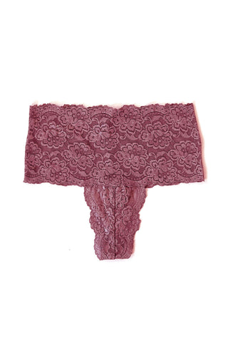 Echo High Rise Lace Thong in Pink Organic Dyed Deadstock Lace