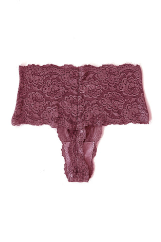 Echo High Rise Lace Thong in Pink Organic Dyed Deadstock Lace