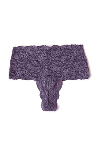 Echo High Rise Lace Thong in Purple Organic Dyed Deadstock Lace