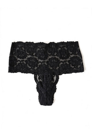 Echo High Rise Lace Thong in Black Deadstock Lace