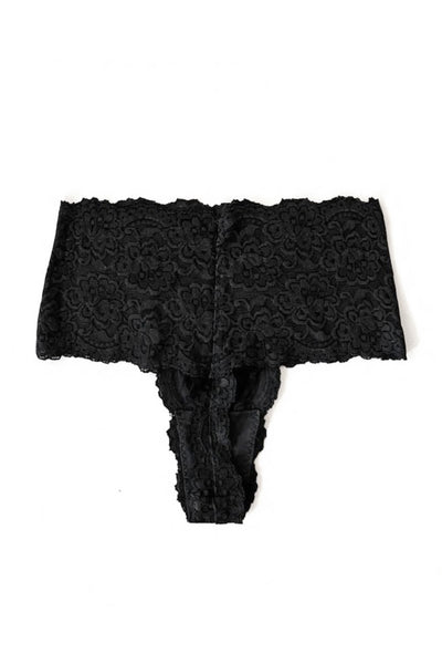 Echo High Rise Lace Thong in Black Deadstock Lace