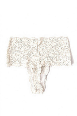 Echo High Rise Lace Thong in Ivory Deadstock Lace