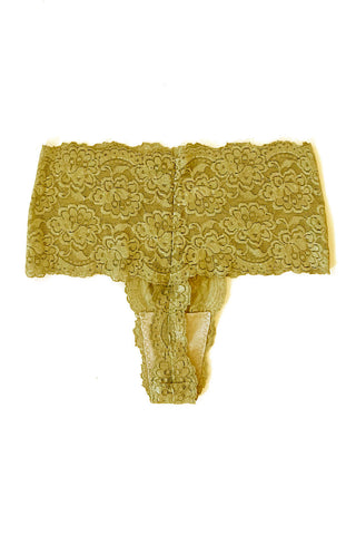 Echo High Rise Lace Thong in Yellow Organic Dyed Deadstock Lace