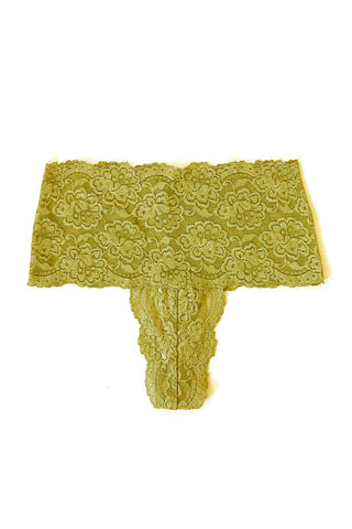 Echo High Rise Lace Thong in Yellow Organic Dyed Deadstock Lace