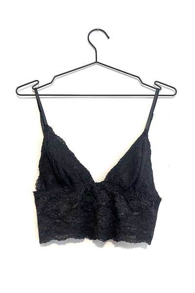 Echo Longline Lace Bralette in Black Deadstock Lace