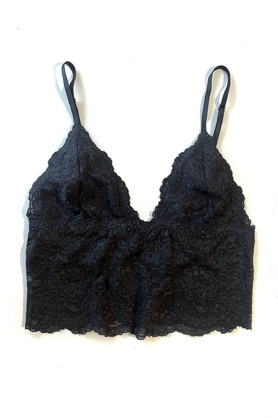 Echo Longline Lace Bralette in Black Deadstock Lace