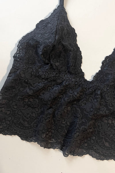 Echo Longline Lace Bralette in Black Deadstock Lace