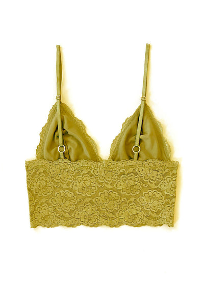 Echo Longline Lace Bralette in Deadstock Organic Dyed Marigold Yellow Lace