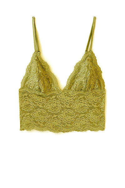 Echo Longline Lace Bralette in Deadstock Organic Dyed Marigold Yellow Lace