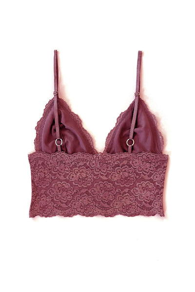 Echo Longline Lace Bralette in Deadstock Organic Dyed Rose Pink Lace